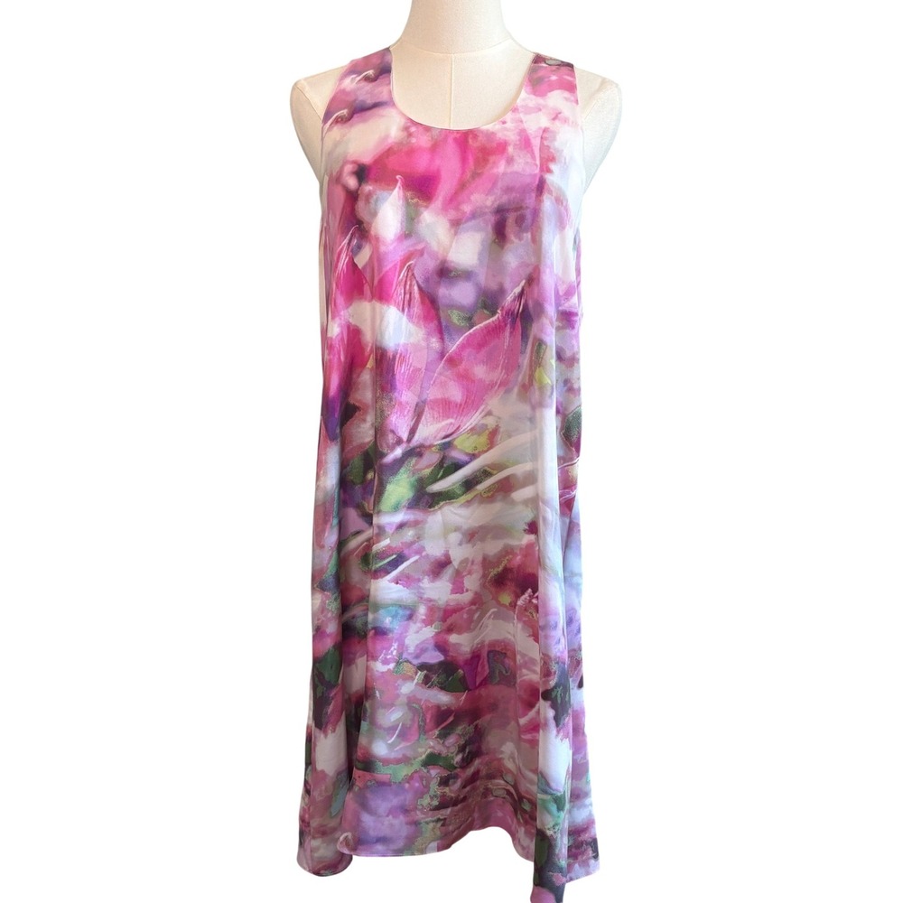 Cynthia Rowley Silk Shift Dress Pink Floral Womens Size 6 Watercolor Feminine